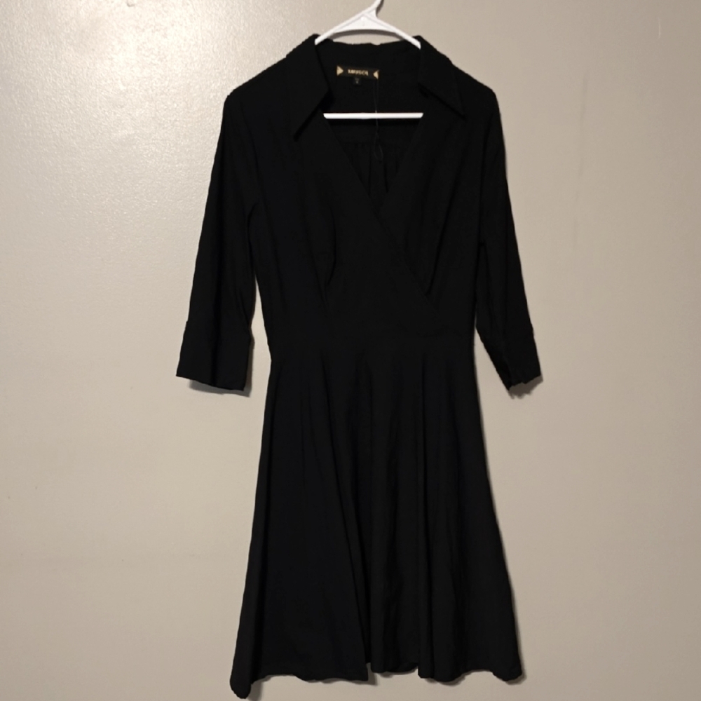 MIUSOL Midi Dress 3/4 Sleeve Black Womens Size Medium